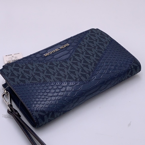 MICHAEL KORS LARGE DOUBLE ZIP WRISTLET
WALLET NAVY MULTI COLOR - Picture 6 of 13